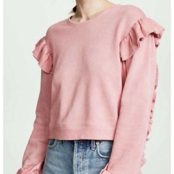 Love Shack Fancy Corrine Ruffle sweater  in Pale Pink Size M - Picture 2 of 6